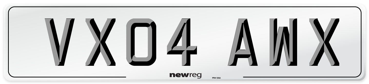 VX04 AWX Number Plate from New Reg